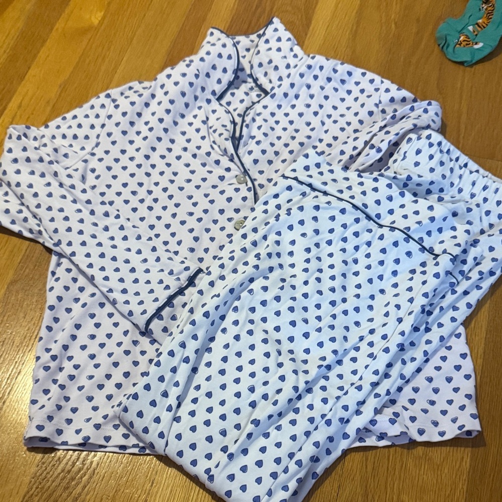 EUC Roberta Roller Rabbit Blue Heart Pajama Set